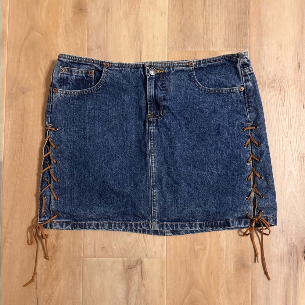 Vintage Y2K Mossimo Denim Lace Up Skirt